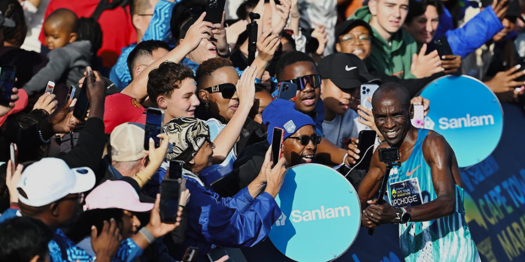Athletes celebrating together